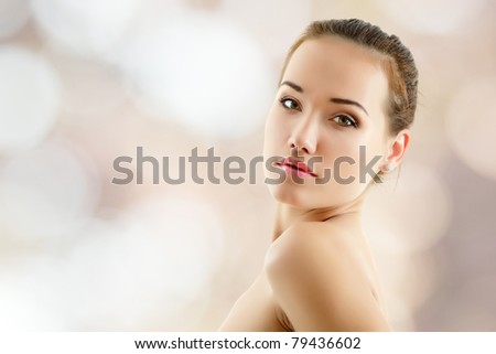 woman young beautiful over nature background