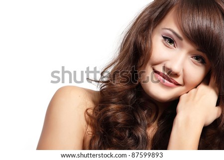 teen girl beautiful cheerful enjoying isolated on white background