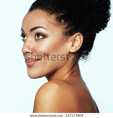 Beauty Portrait Of Young Mulatto Fresh Fashion Woman With Beautiful ...