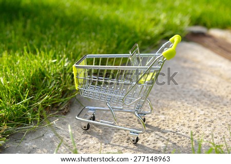 empty mini shopping cart outdoor