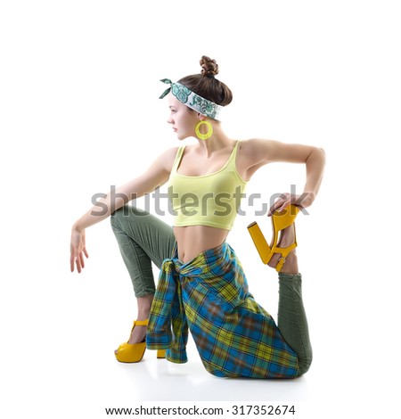 Attractive Slim Teen Girl Posing In Studio Full Length Portrait Of Young Fashion Woman Fitness Dancing Girl Stock Images Page Everypixel
