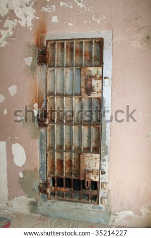 Old jail cell door at old Idaho state penitentiary near Boise