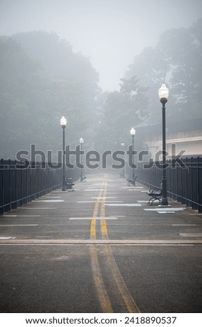 Similar – Image, Stock Photo foggy bridge with lamp arches