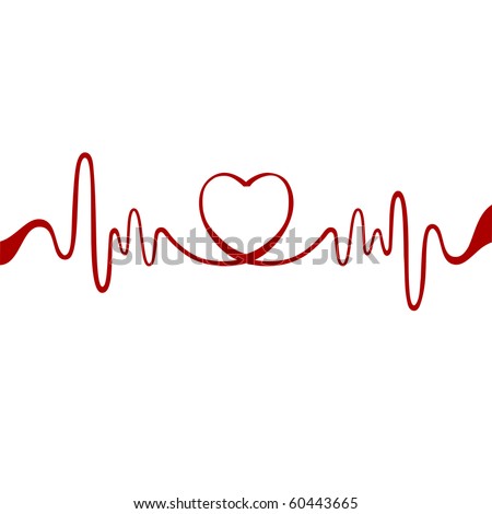 Heart And Ecg From Red Ribbon Stock Vector Illustration 60443665 ...