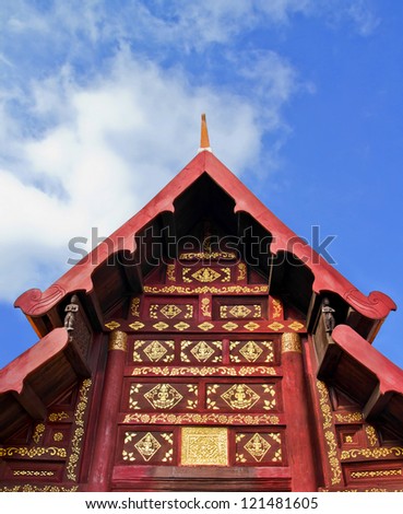 ancient gable in wat Phrathat Lampang Luang, northern region of Thailand