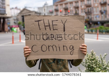 Similar – Image, Stock Photo Sign with inscription Strike