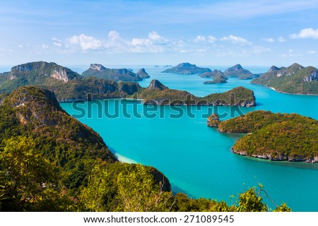 Ang Thong National Marine Park islands. Thailand. horizontall composition. bird\'s-eye view