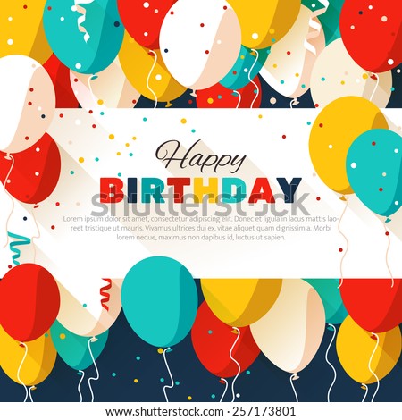 Colorful Happy Birthday. Announcement / poster / flyer / greeting card in a flat style. Vector illustration