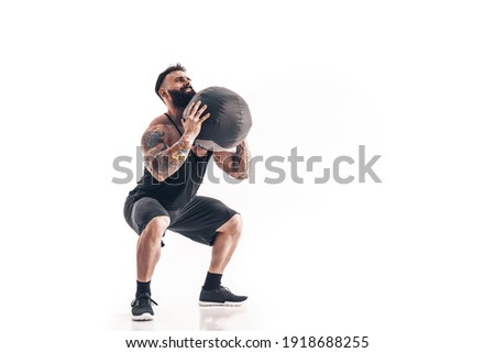 Similar – Image, Stock Photo Sporty man with ball standing in park