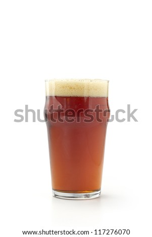 pint of red beer isolated on white background