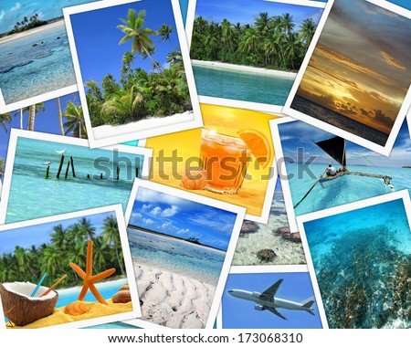 collage of imagesof tropical travel destinations