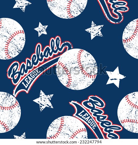 Baseballs and stars seamless pattern .