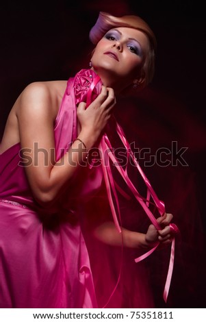 Mixed light fashion portrait of young attractive woman