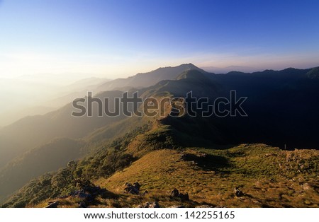 Mountain views,Landscape,Viewpoint on Doi Phucar. The highest vantage point in Thailand