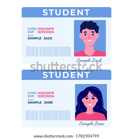 School, Student id card with photo. Vector illustration.