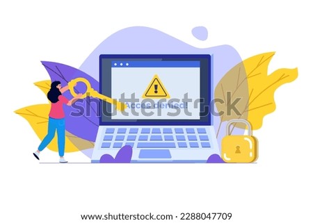 A browser window with login access denied a password entry concept. Error and entry to device. Vector illustration.