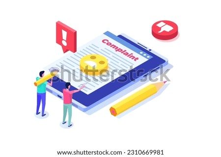 Complaint form online concept. Isometric Vector illustration.