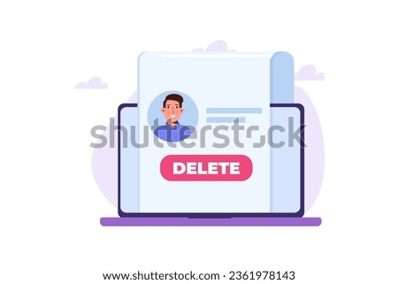 Remove or delete the social account or profile concept. Flat Vector illustrations for banner, website, landing page, flyer.