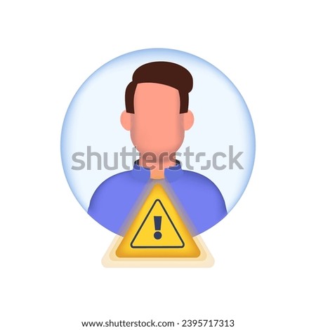 User exclamation risk mark. Vector illustration.