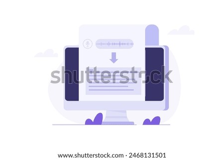 Voice recognition, speech scanning, voice to text concept.Vector illustration