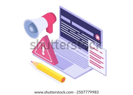 It incident report isometric concept. Vector illustration.