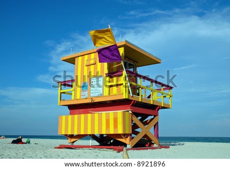 Yellow and Orange Art Deco Lifeguard Tower in South Beach