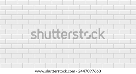 White brick wall texture, seamless cladding pattern for interior decoration, kitchen backsplash, plastic panel, building outdoor design. Abstract minimal background, vector flat illustration