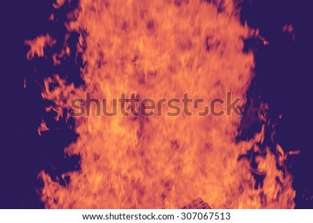 Burning fire flame. Bright and beautiful flame during the combustion of the resin retro