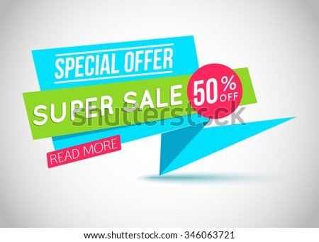 Sale banner template. 50% off. Vector illustration.