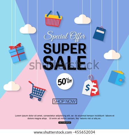 Sale Discount background for the online store, shop, promotional leaflet, promotion, poster, banner. Vector eps 10 format.
