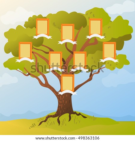 Family Tree With Frames For Photos Of Family Members. Vector ...