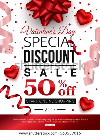 Valentines Day special discount for online shopping. Vector illustration. Foto stock © 