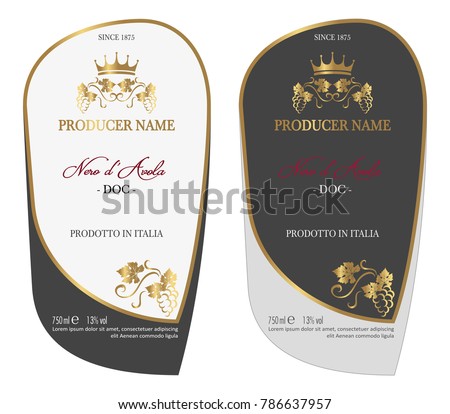 Set of Vector wine label for wine bottle or mockup with this label
