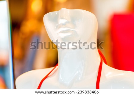 part of the face of the female mannequin close-up