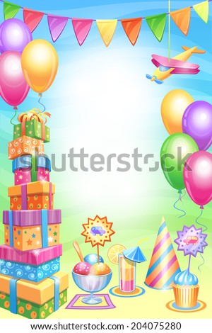 Template For Happy Birthday Card With Place For Your Text. Vector