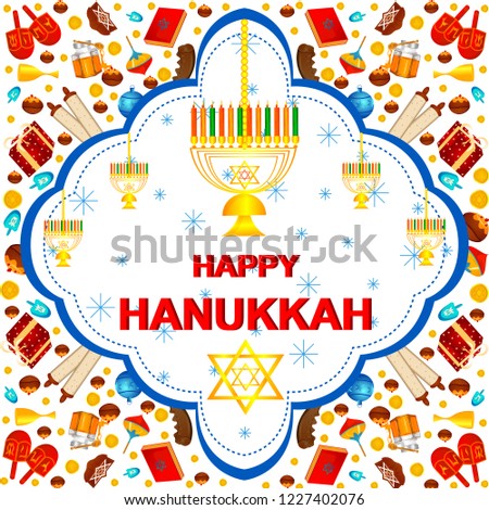 easy to edit vector illustration of Happy Hanukkah for Israel Festival of Lights celebration