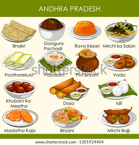 easy to edit vector illustration of delicious traditional food of Andhra Pradesh India