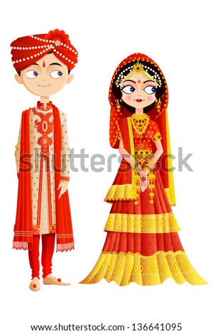 easy to edit vector illustration of Indian wedding couple
