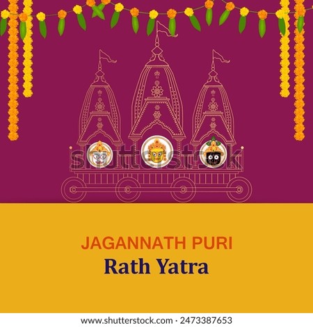 easy to edit vector illustration of Rath Yatra Lord Jagannath festival Holiday background celebrated in Odisha, India