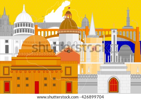 easy to edit vector illustration of colorful collage of Columbia