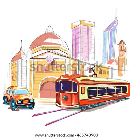 easy to edit vector illustration of Australia cityscape