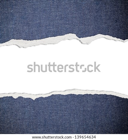 Ripped paper with free space for text, jeans texture