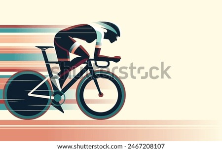 Triathlon competition, women cycling, vector illustration