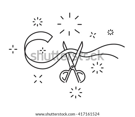 Scissors cut the ribbon line icon opening ceremony symbol vector illustration