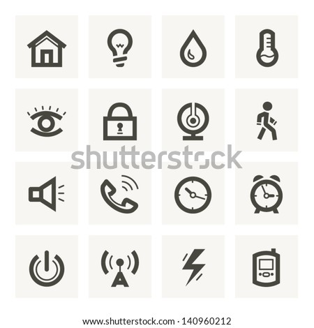 Icon set for security system and house automation. Light set 1.