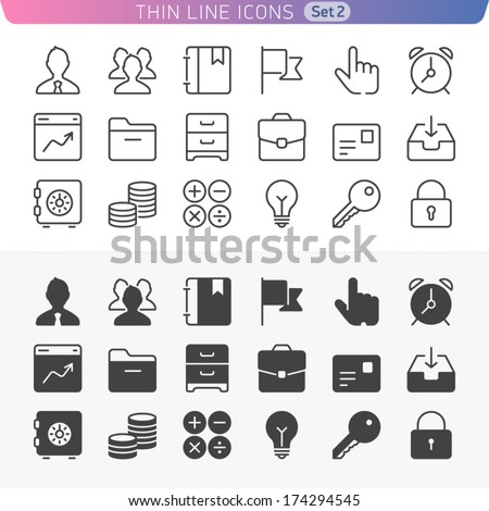 Business and office set. Trendy line icons for web and mobile. Normal and enable state.