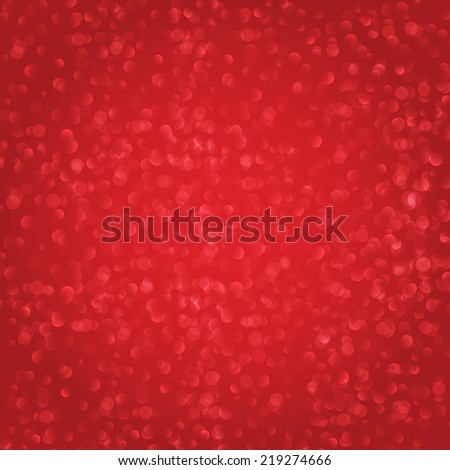 Abstract red background glitter lights round shapes. Festive bubble Christmas background blur bokeh lights.