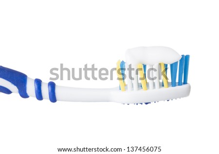 Toothbrush, toothpaste isolated on white background