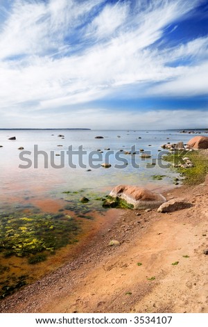 Low tide on a Finish gulf shore,North-West Russia