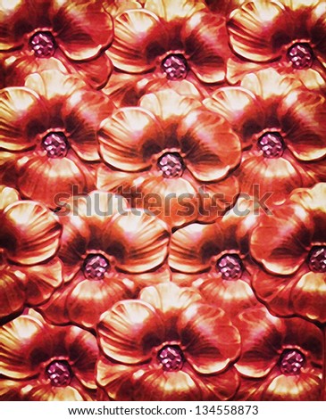 Flower motif pattern background in vibrant red colors.